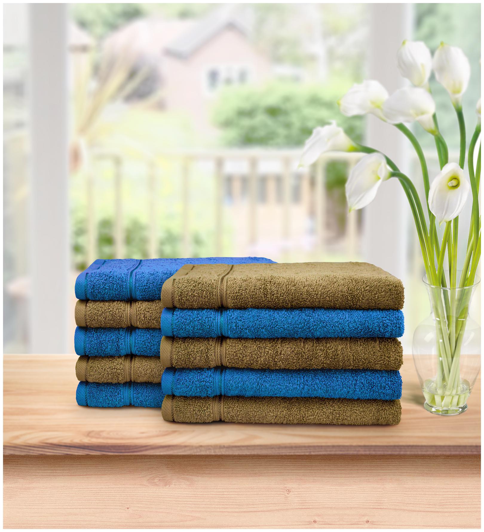 

Swiss Republic 630 GSM Cotton Face towel ( 10 pieces Brown Blue )