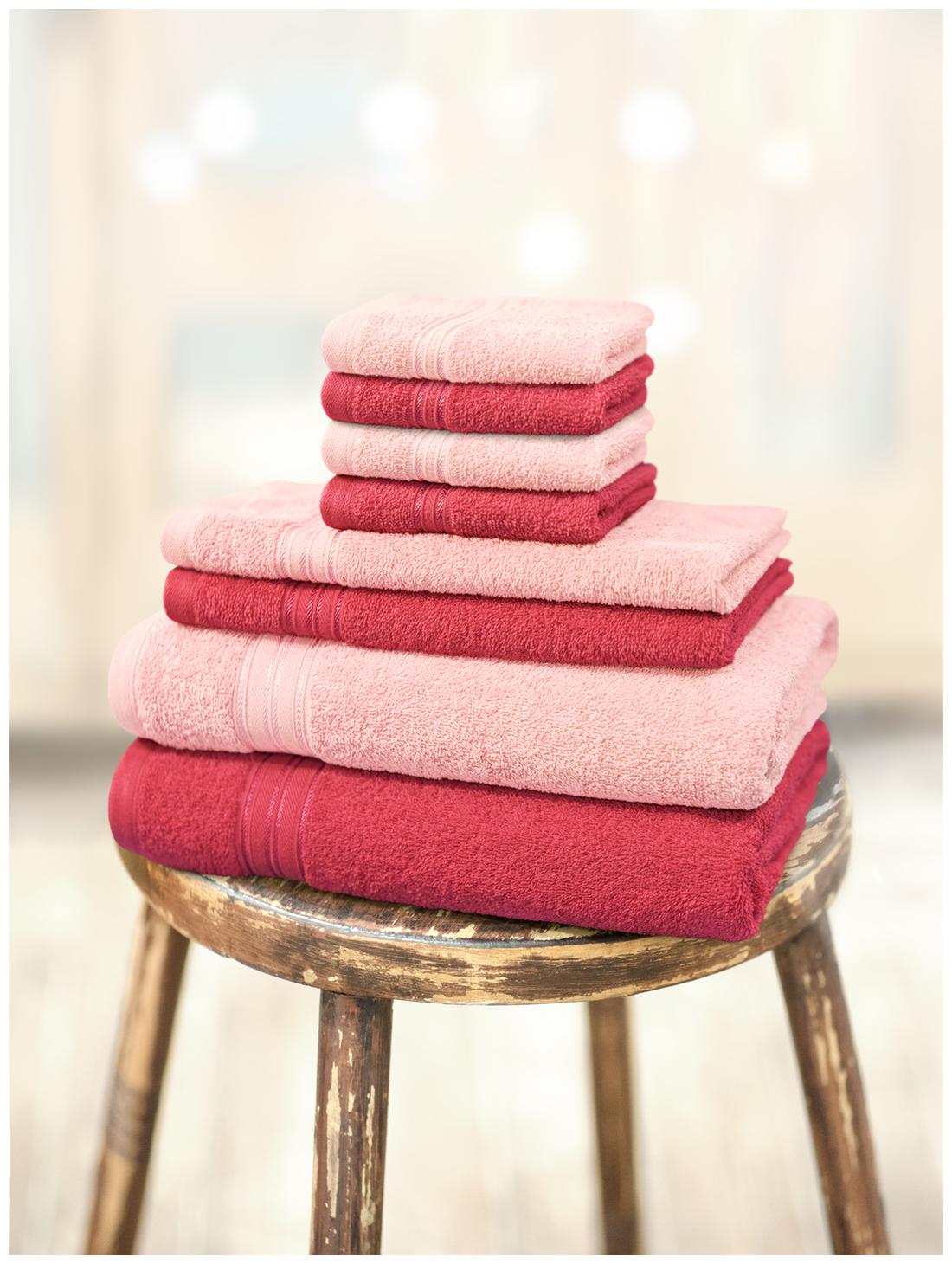 

Swiss Republic 480 GSM GSM Cotton Bath towel ( 8 pieces Red Pink )