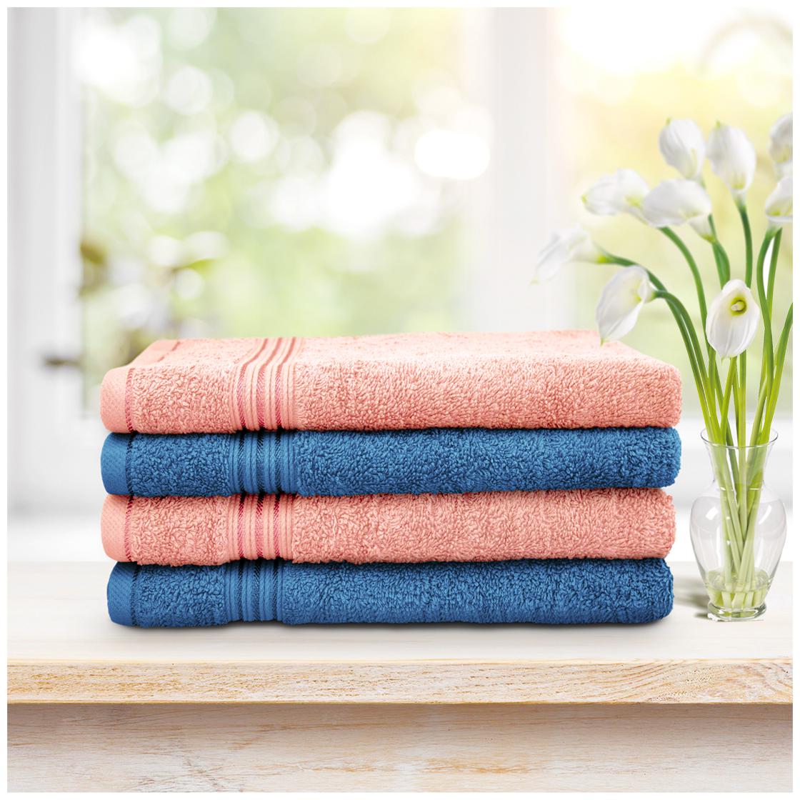 

Swiss Republic 630 Cotton Hand towel ( 4 pieces Pink Blue )