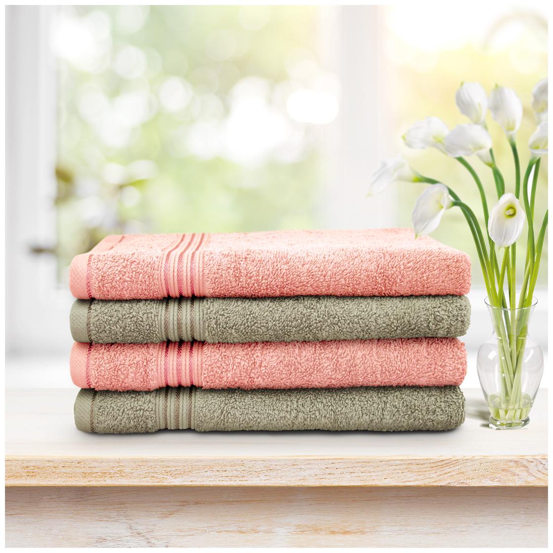 

Swiss Republic 630 Cotton Hand towel ( 4 pieces Brown Pink )