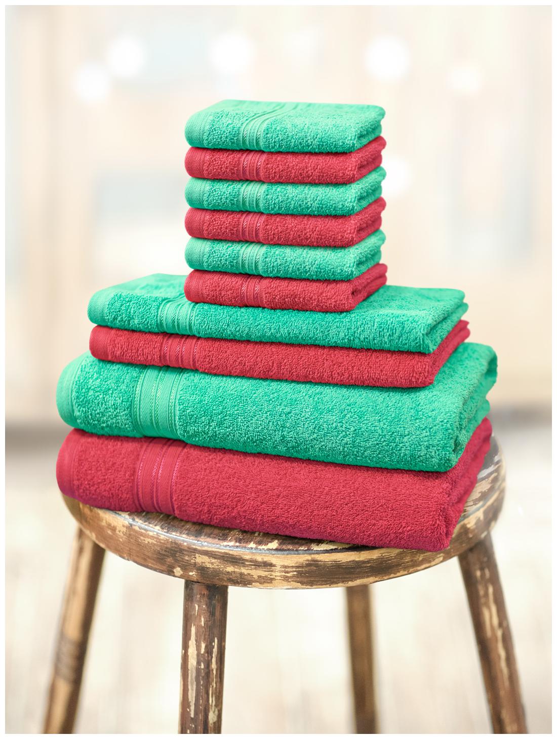 

Swiss Republic 480 GSM GSM Cotton Bath towel ( 10 pieces Green Red )