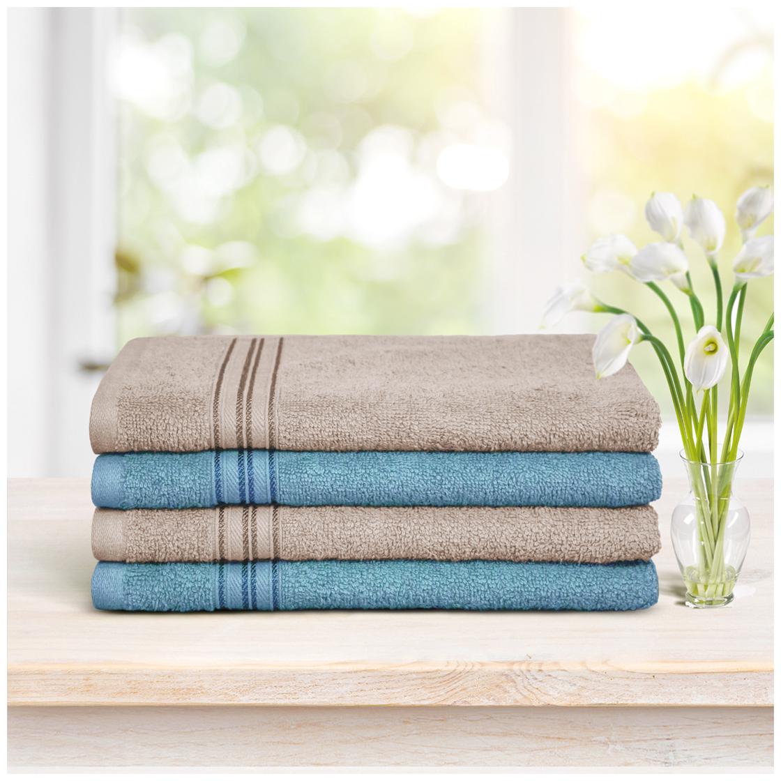

Swiss Republic 480 GSM Cotton Hand towel ( 4 pieces Grey Purple )