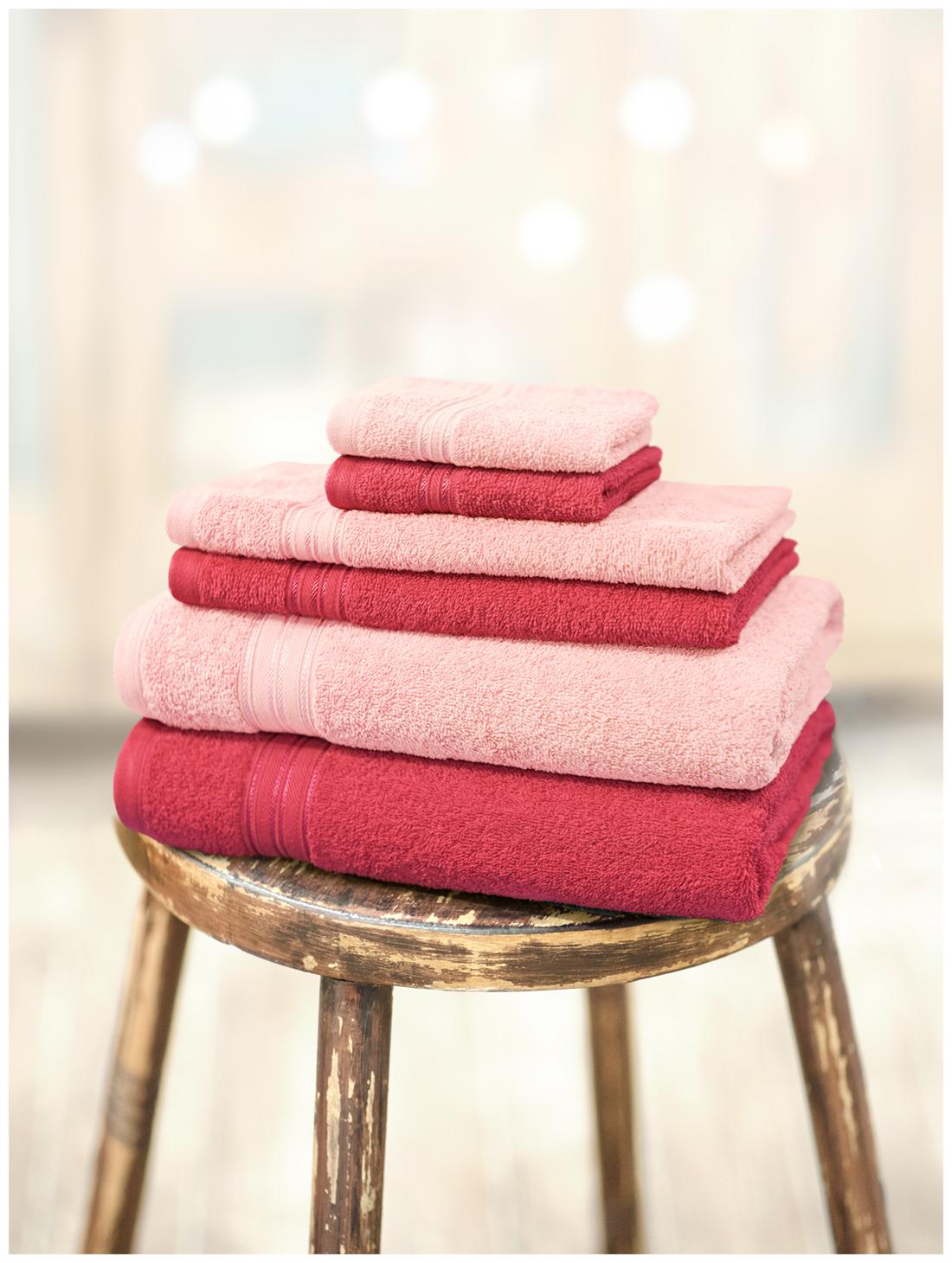 

Swiss Republic 480 GSM GSM Cotton Bath towel ( 6 pieces Red Pink )