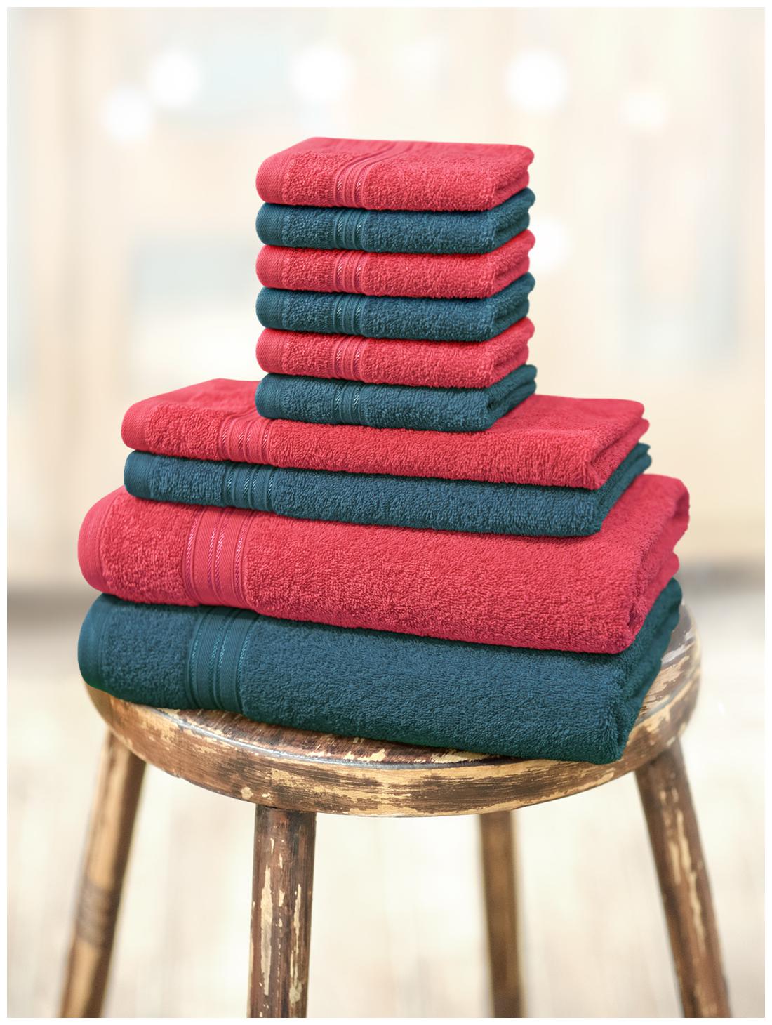 

Swiss Republic 480 GSM GSM Cotton Bath towel ( 10 pieces Red Blue )