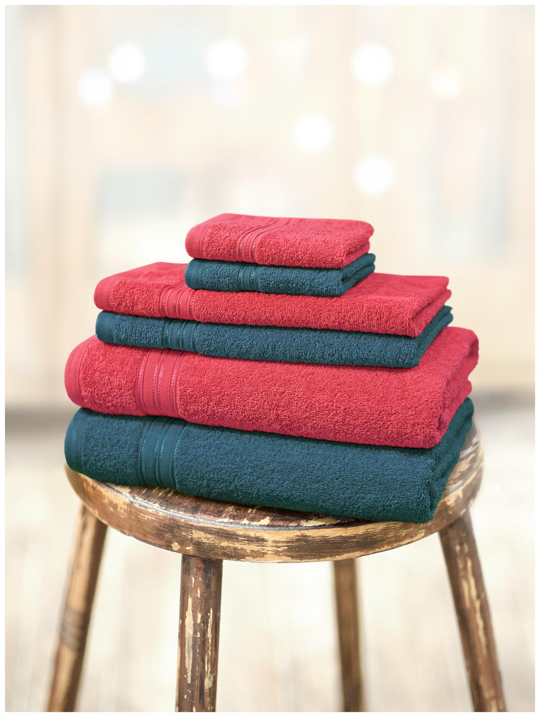 

Swiss Republic 480 GSM GSM Cotton Bath towel ( 6 pieces Red Blue )