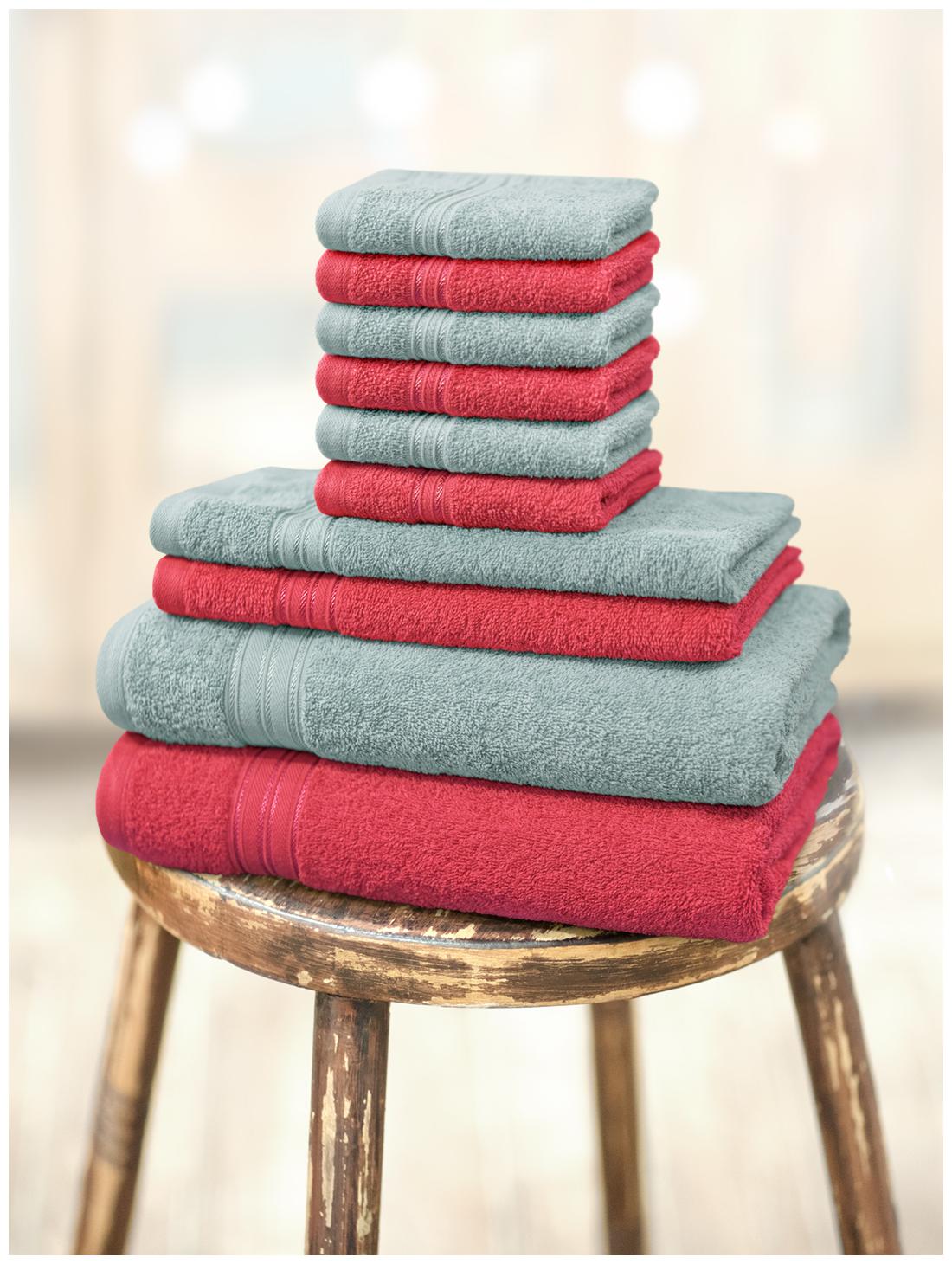 

Swiss Republic 480 GSM GSM Cotton Bath Towel ( 10 Pieces Red Grey )