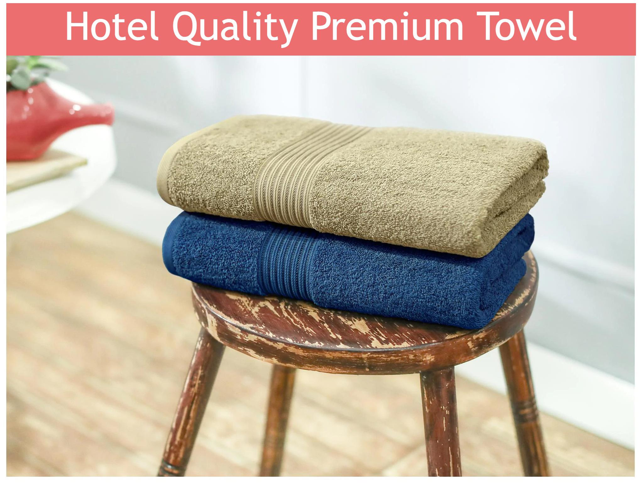 

Swiss Republic 630 GSM Cotton Bath towel ( 2 pieces Brown Blue )