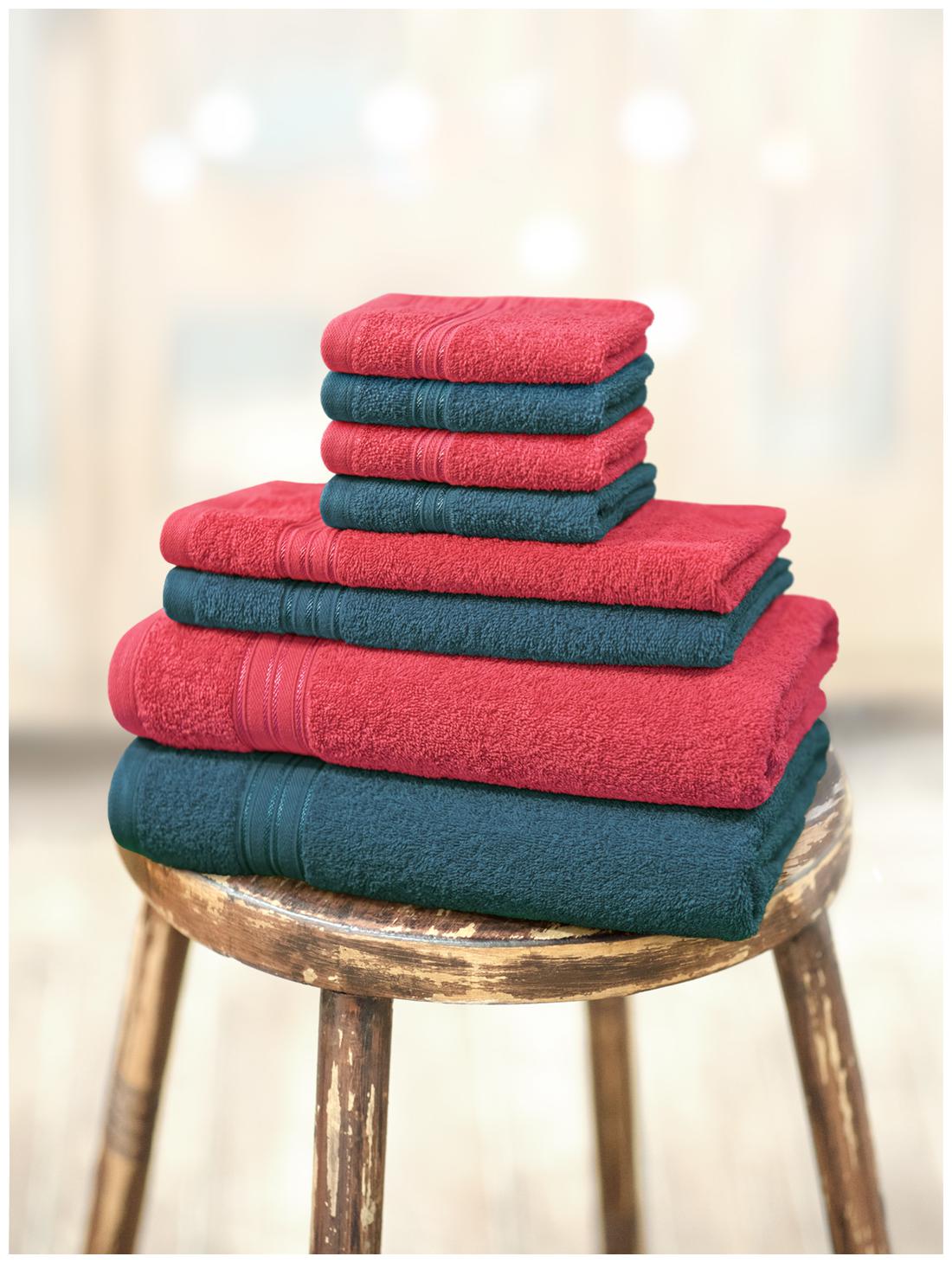 

Swiss Republic 480 GSM GSM Cotton Bath towel ( 8 pieces Red Blue )