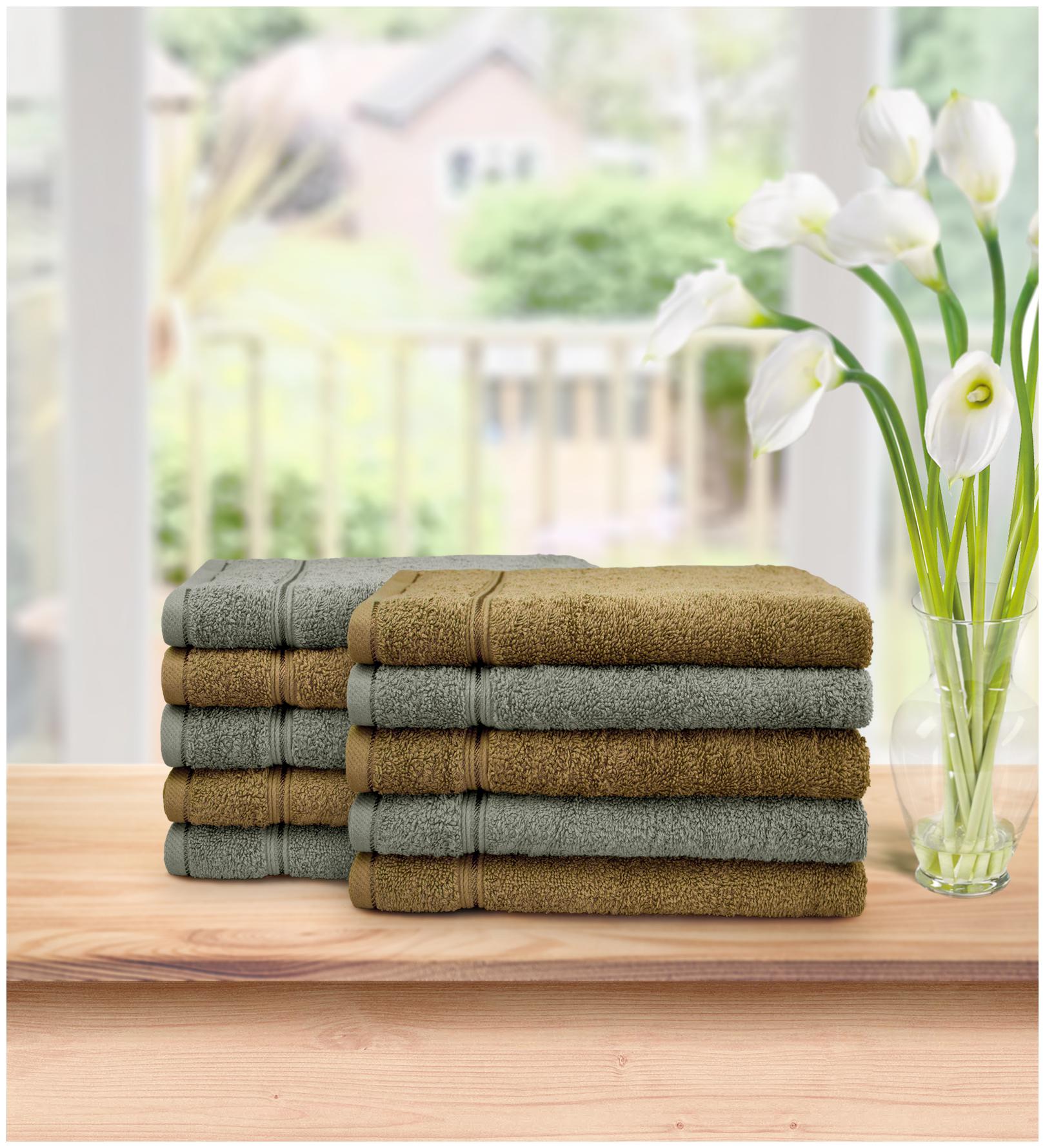 

Swiss Republic 630 GSM Cotton Face towel ( 10 pieces Brown Green )