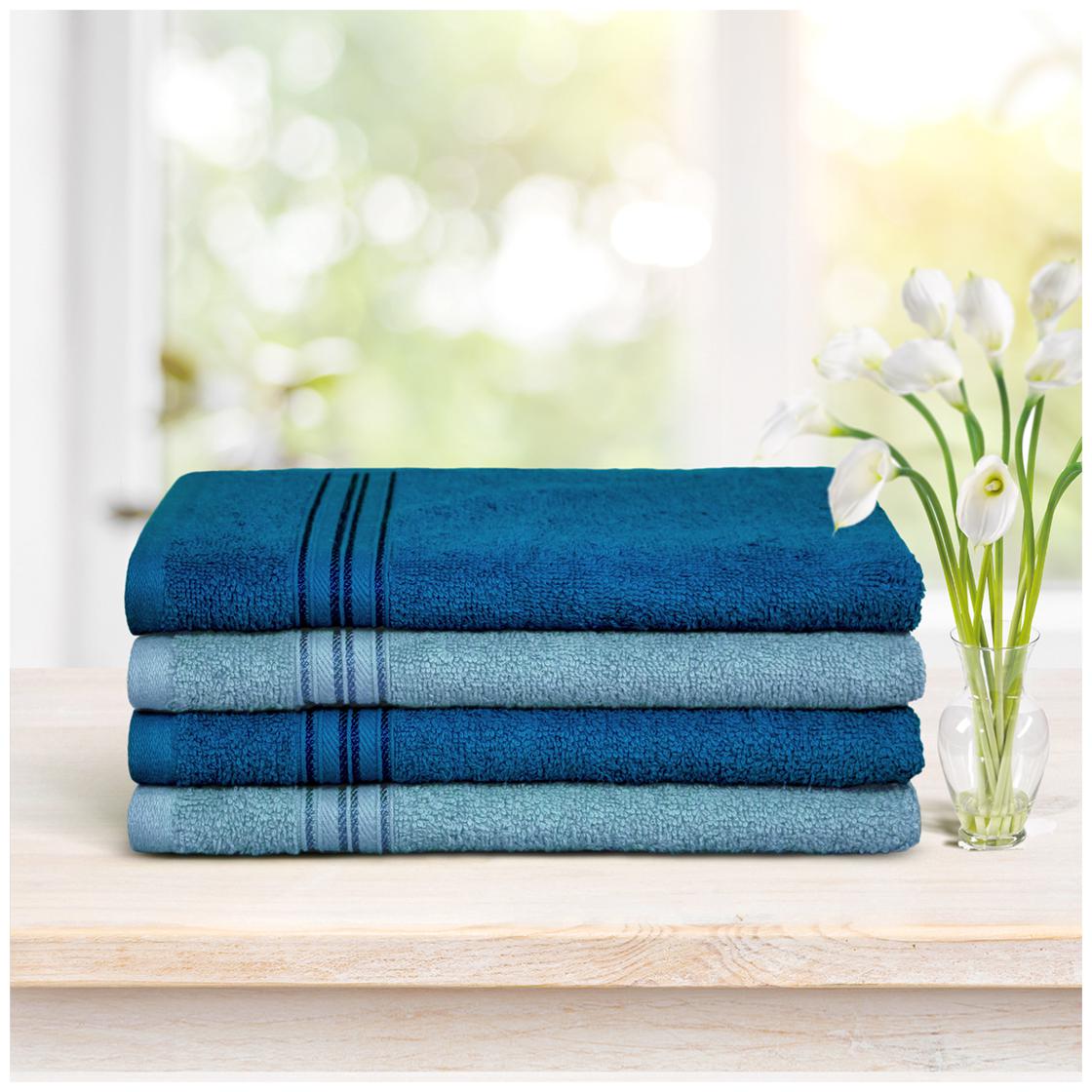 

Swiss Republic 480 GSM Cotton Hand towel ( 4 pieces Grey Blue )
