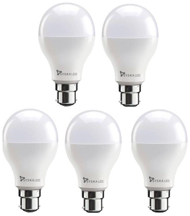 

Syska SRL-12W Standard B22 LED Bulb (White Pack of 5)