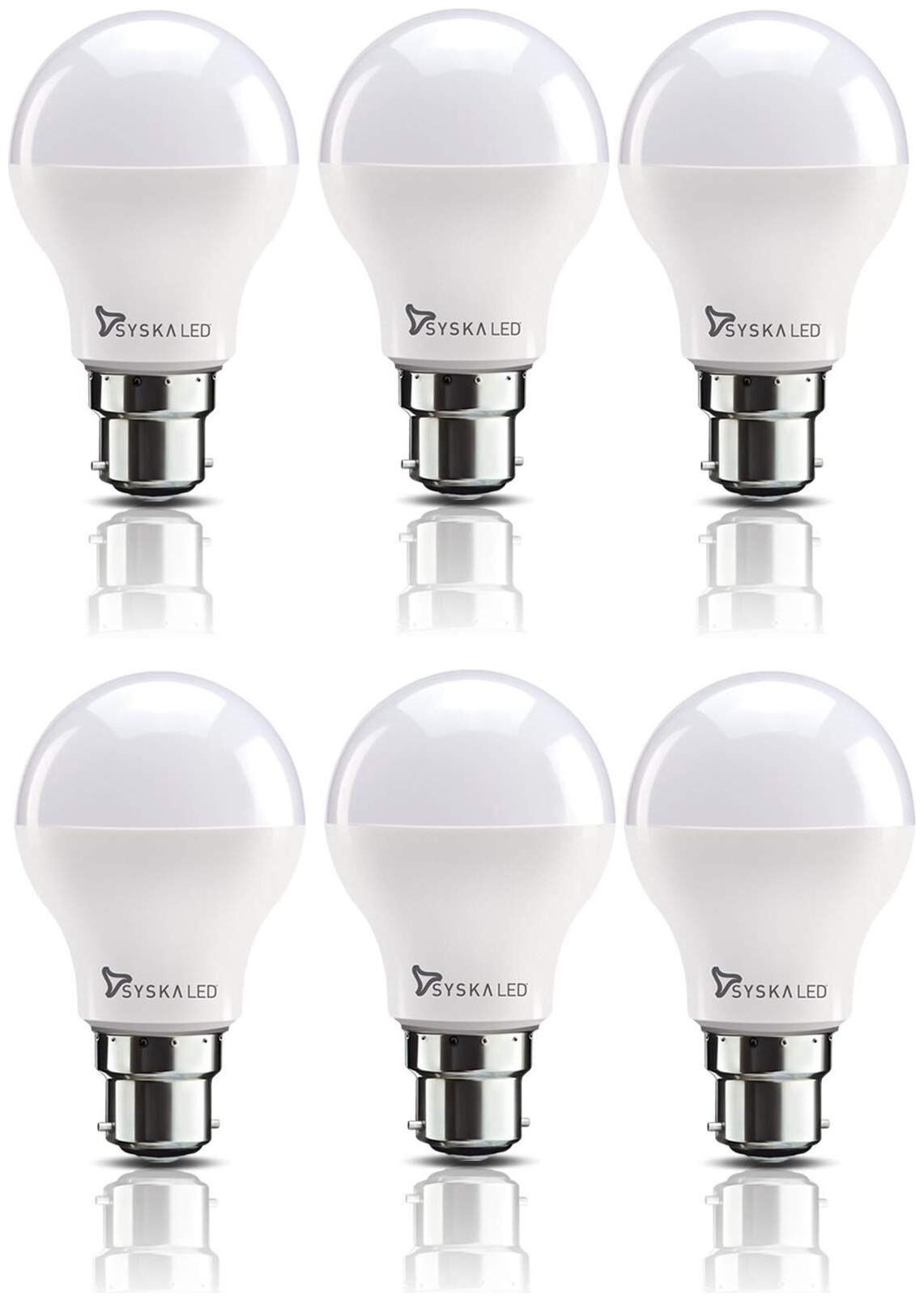 

Syska SSK-SRL-12W B22 12-Watt LED Bulb (Pack of 6 Cool Day Light)