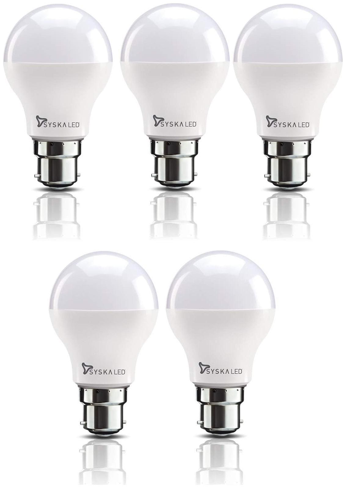 

Syska SSK-SRL-15W B22 15-Watt LED Bulb (Pack of 5 Cool Day Light)