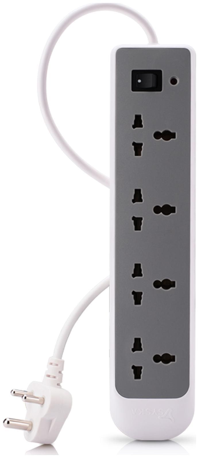 

Syska Three Pin Grey Extension Board ( 2 5 m 4 Socket 1 Switches)