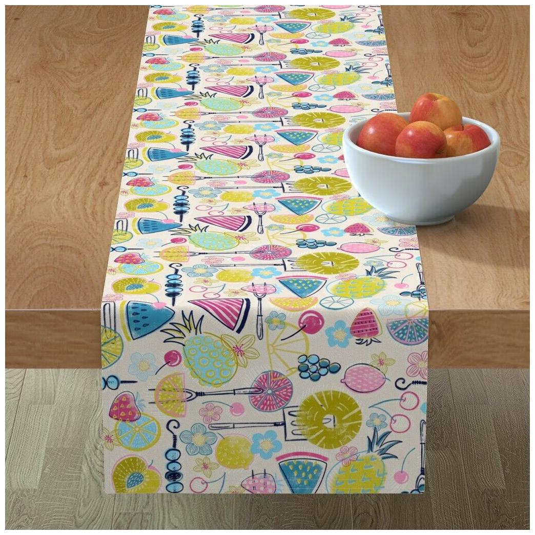 

Table Runner Summer Fruit Watermelon Lemon Strawberry Peach Cherry Cotton Sateen
