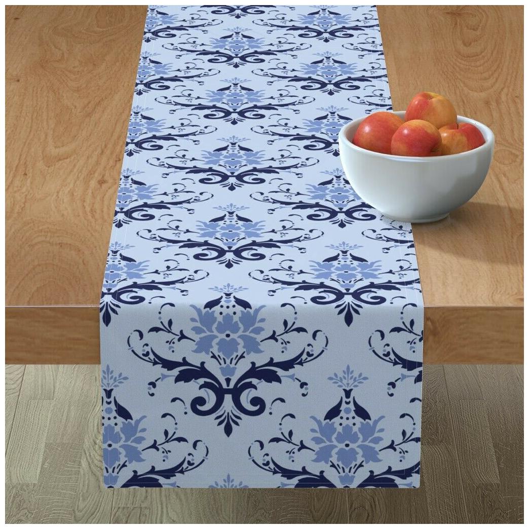 

Table Runner Victorian Flourish Leaves Swirl Cotton Sateen