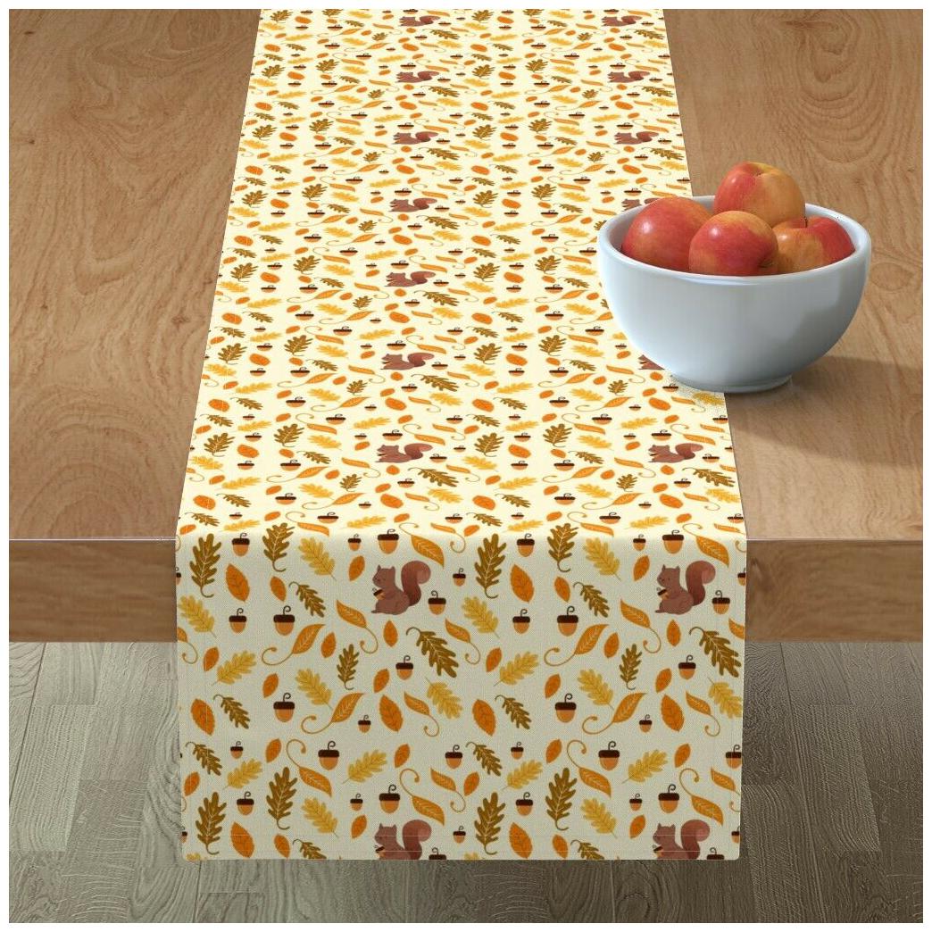 

Table Runner Autumn Season Fall Leaves Squirrels Acorns Oak Cotton Sateen