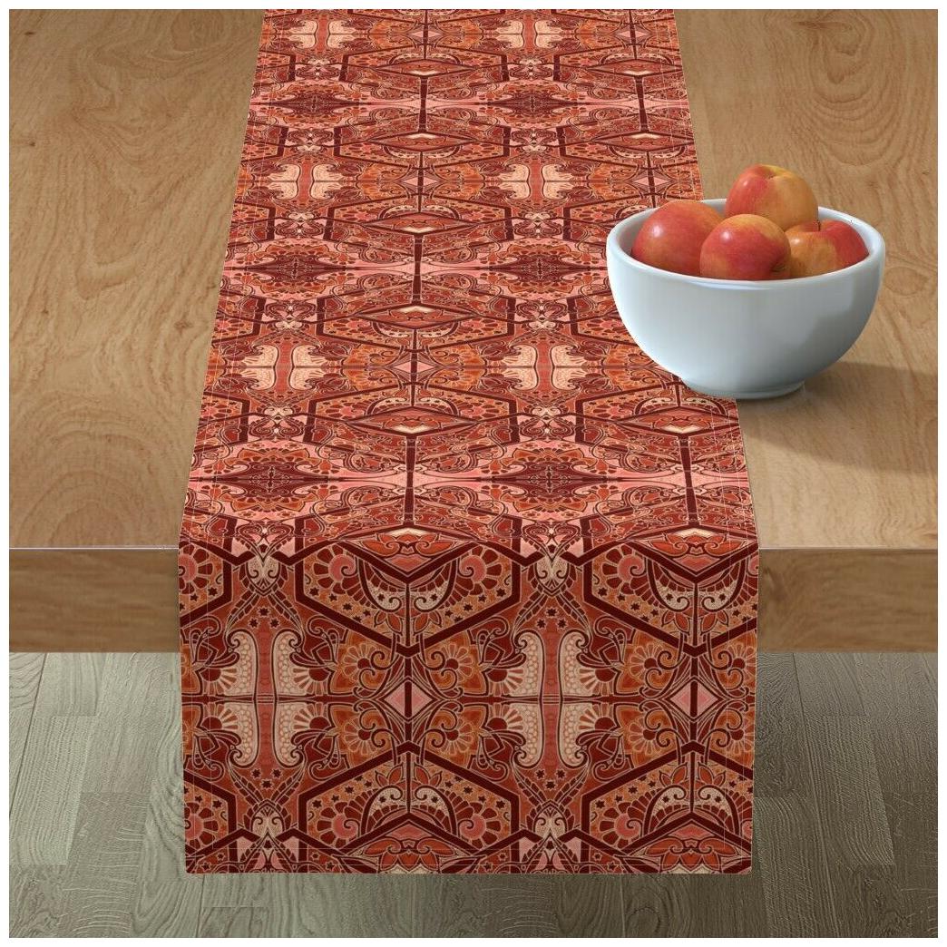 

Table Runner 2084 Bold Fall Colors Art Nouveau Stencil Star Cotton Sateen