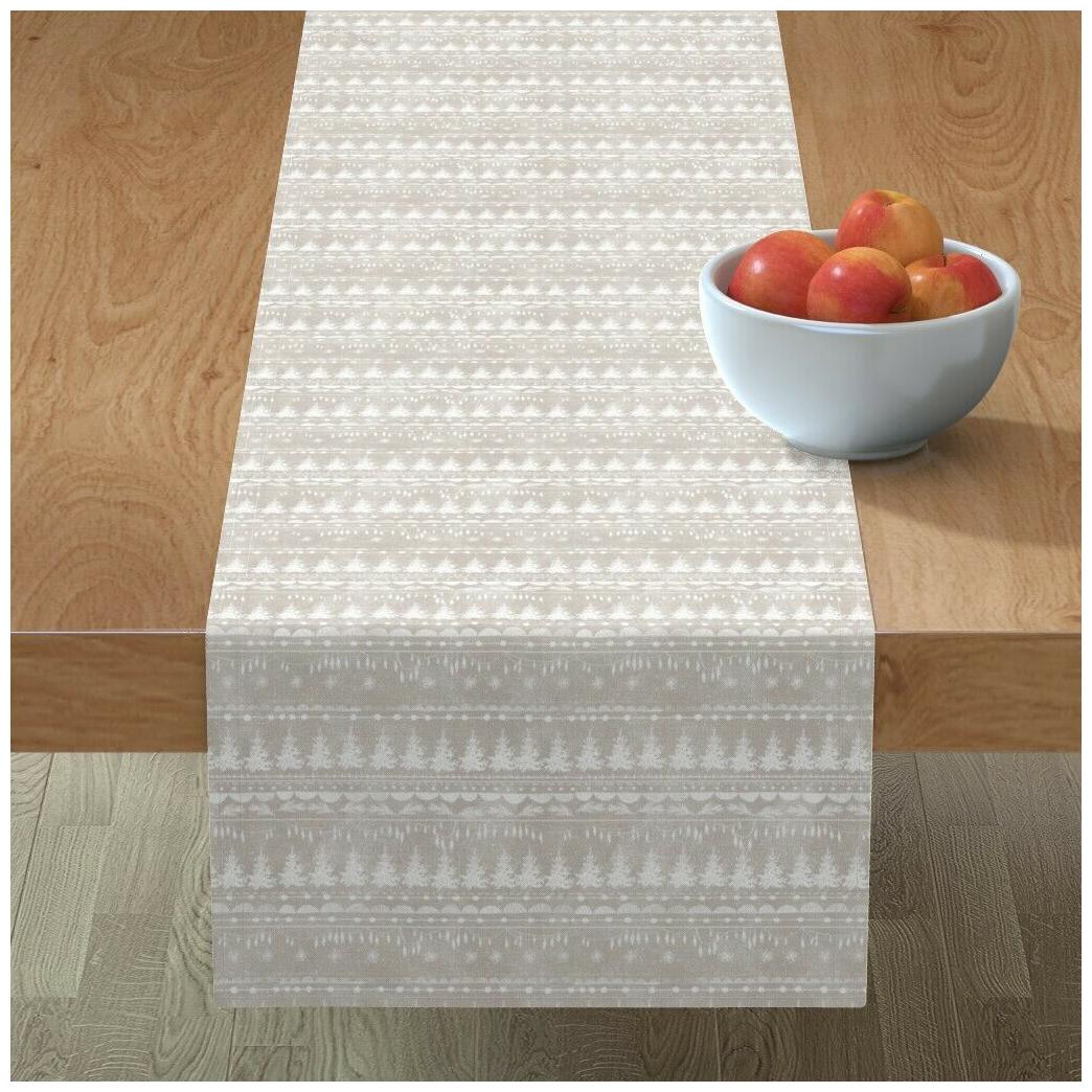

Table Runner Christmas Tree Xmas Neutral Taupe Stripe Christmas Cotton Sateen