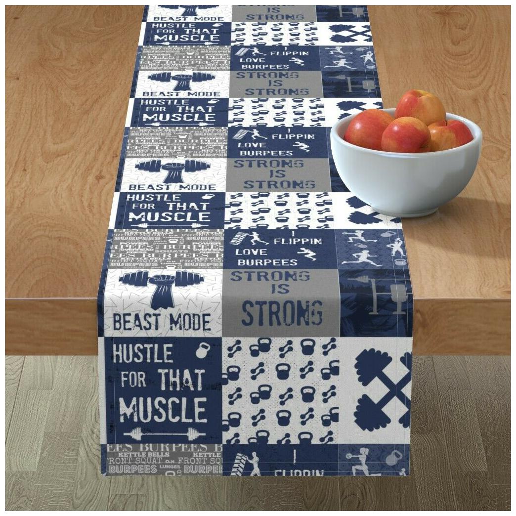 

Table Runner Crossfit Weight Lifting Gym Cheater Navy Gym And Cotton Sateen