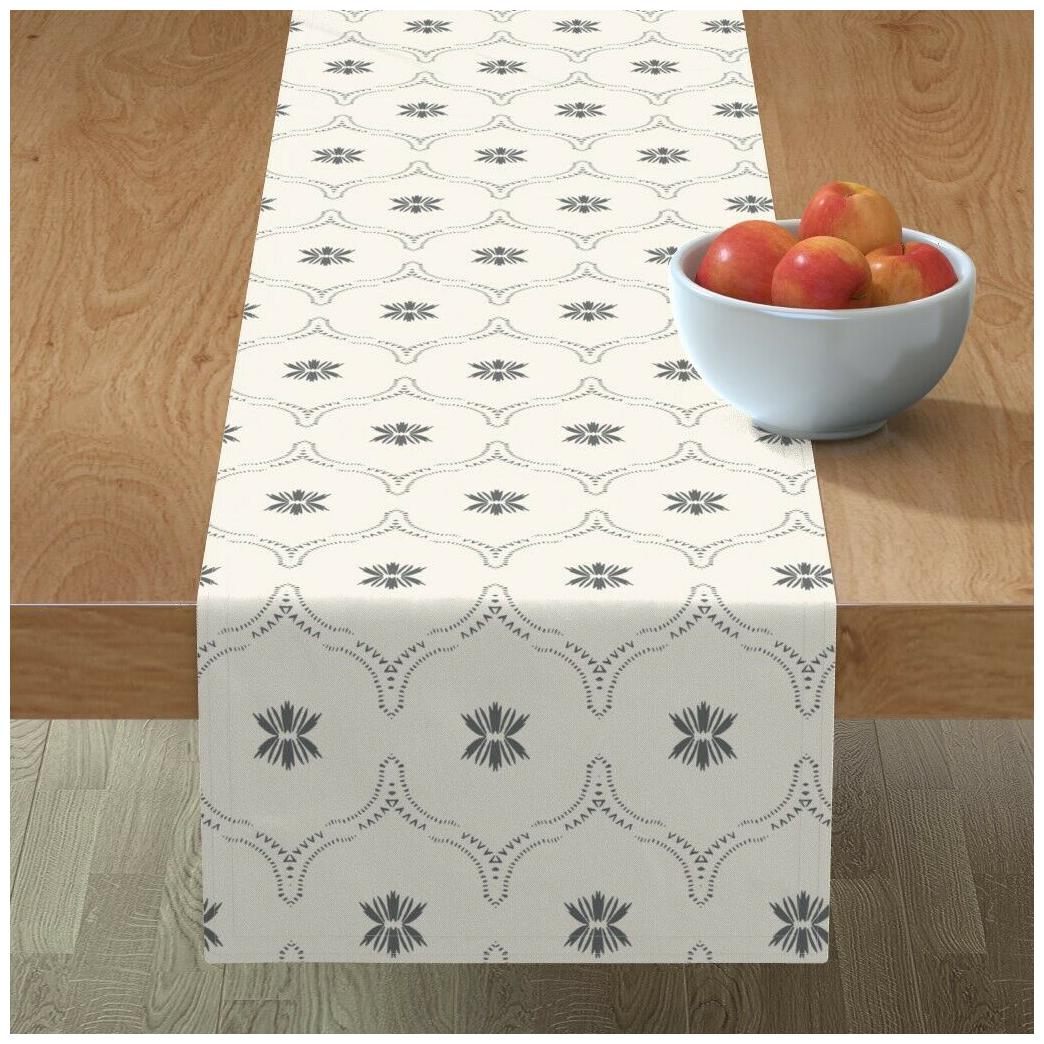 

Table Runner Geometric Wildflower White Geo Boho Bohemian Nursery Cotton Sateen