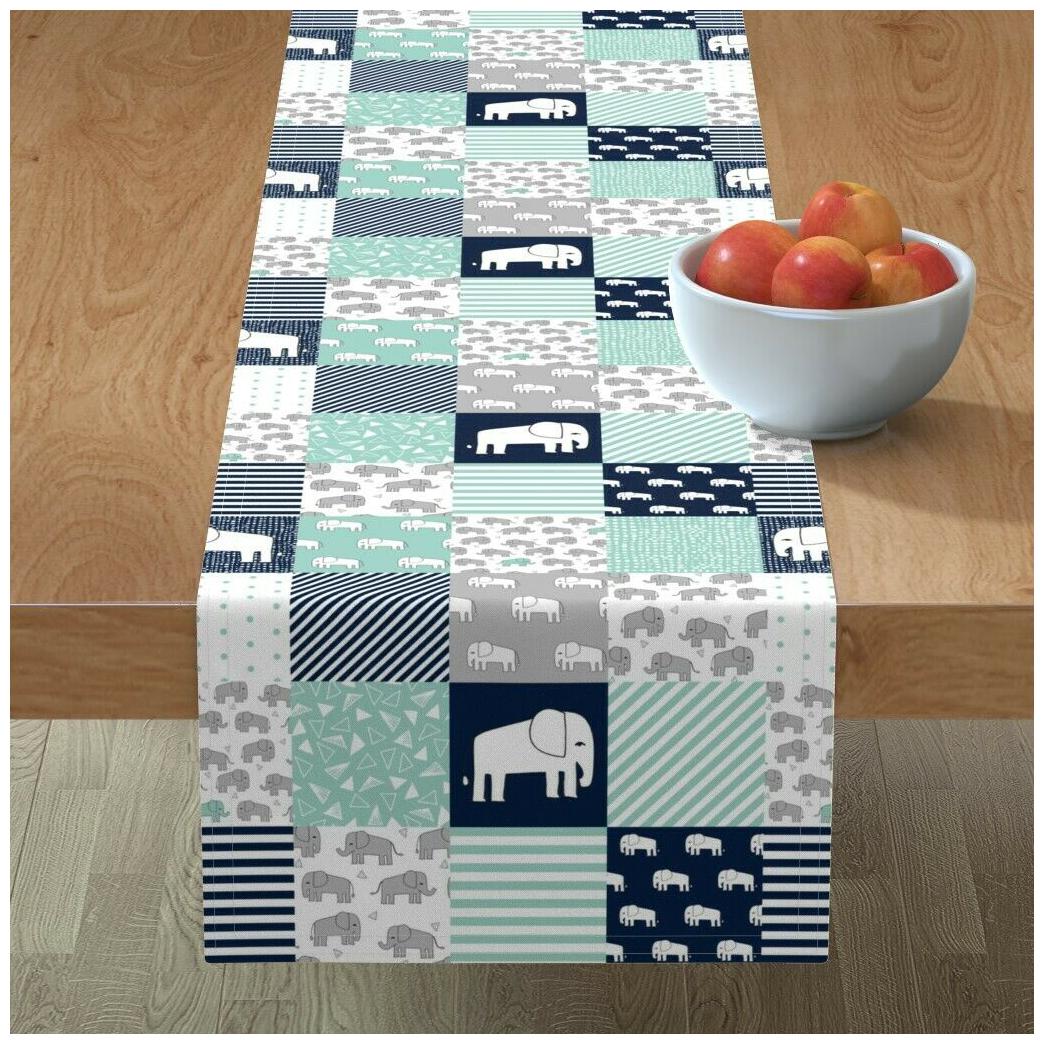 

Table Runner Elephant Nursery Nursery Cheater Baby Elephant Navy Cotton Sateen