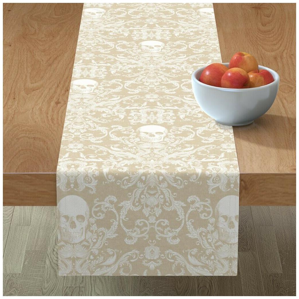 

Table Runner Damask Skulls Candy Skulls Macabre Halloween Cotton Sateen