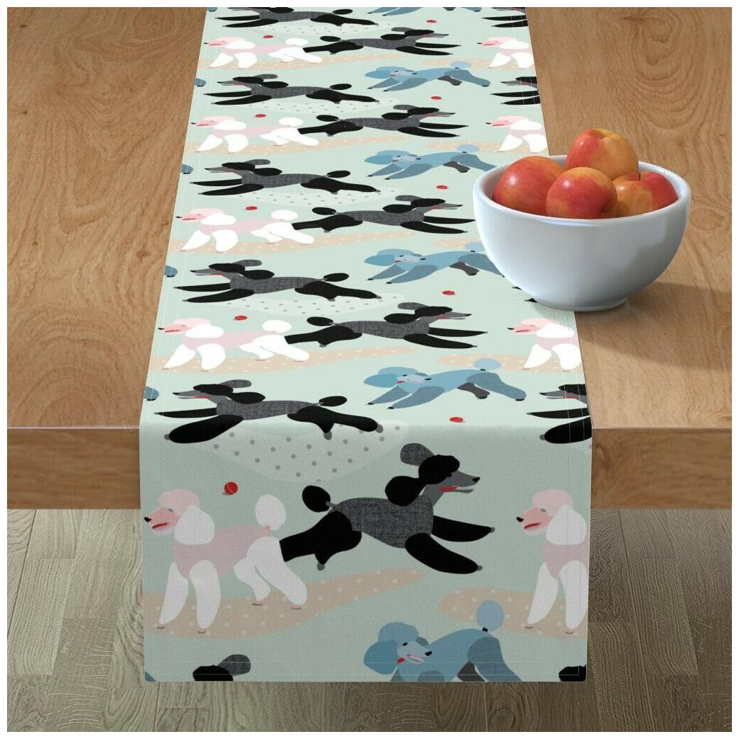 

Table Runner Poodle Green Ball Park Vintage Retro Poodles Cotton Sateen