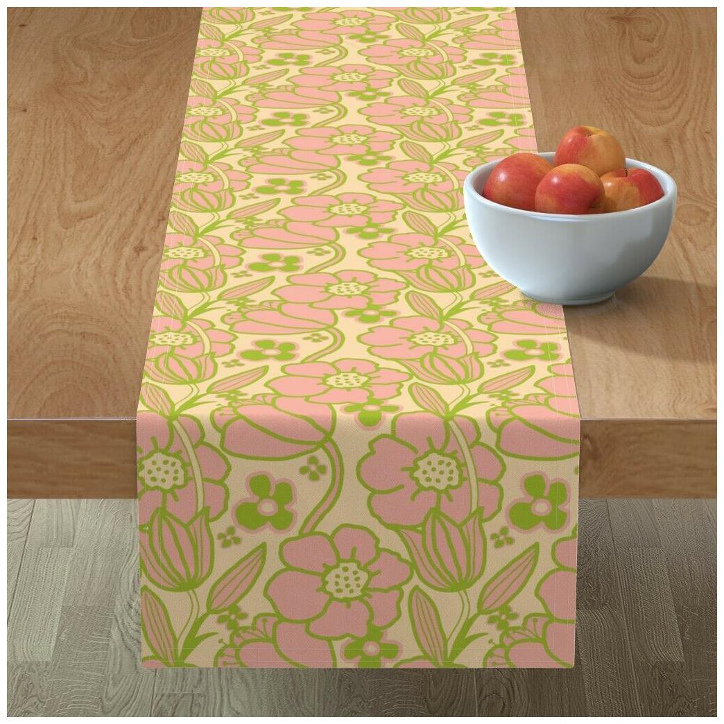 

Table Runner Mod Modern Sixties Flower Tulip Blossom Cotton Sateen