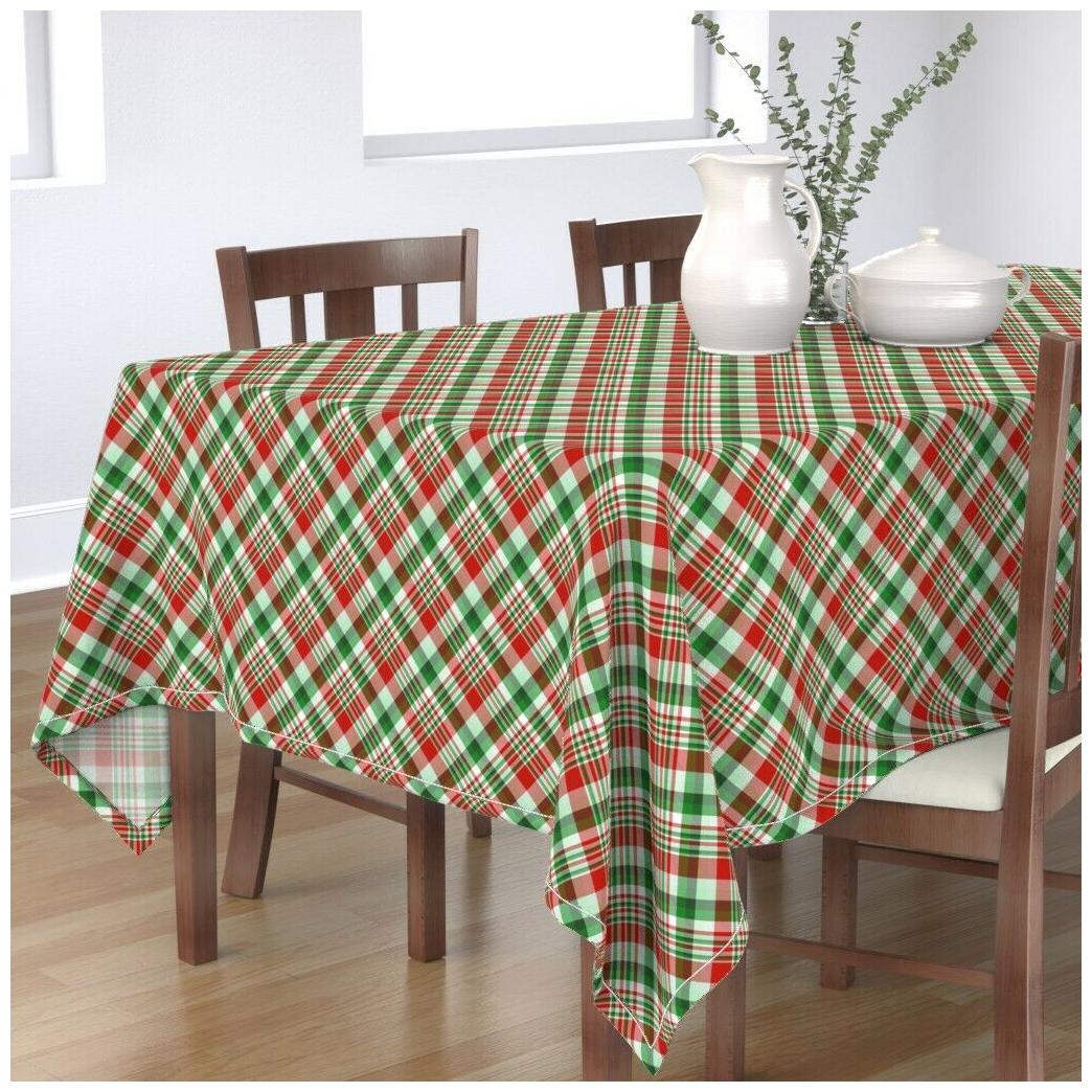 

Tablecloth Red And Green Christmas Xmas Winter Holidays Plaid Cotton Sateen