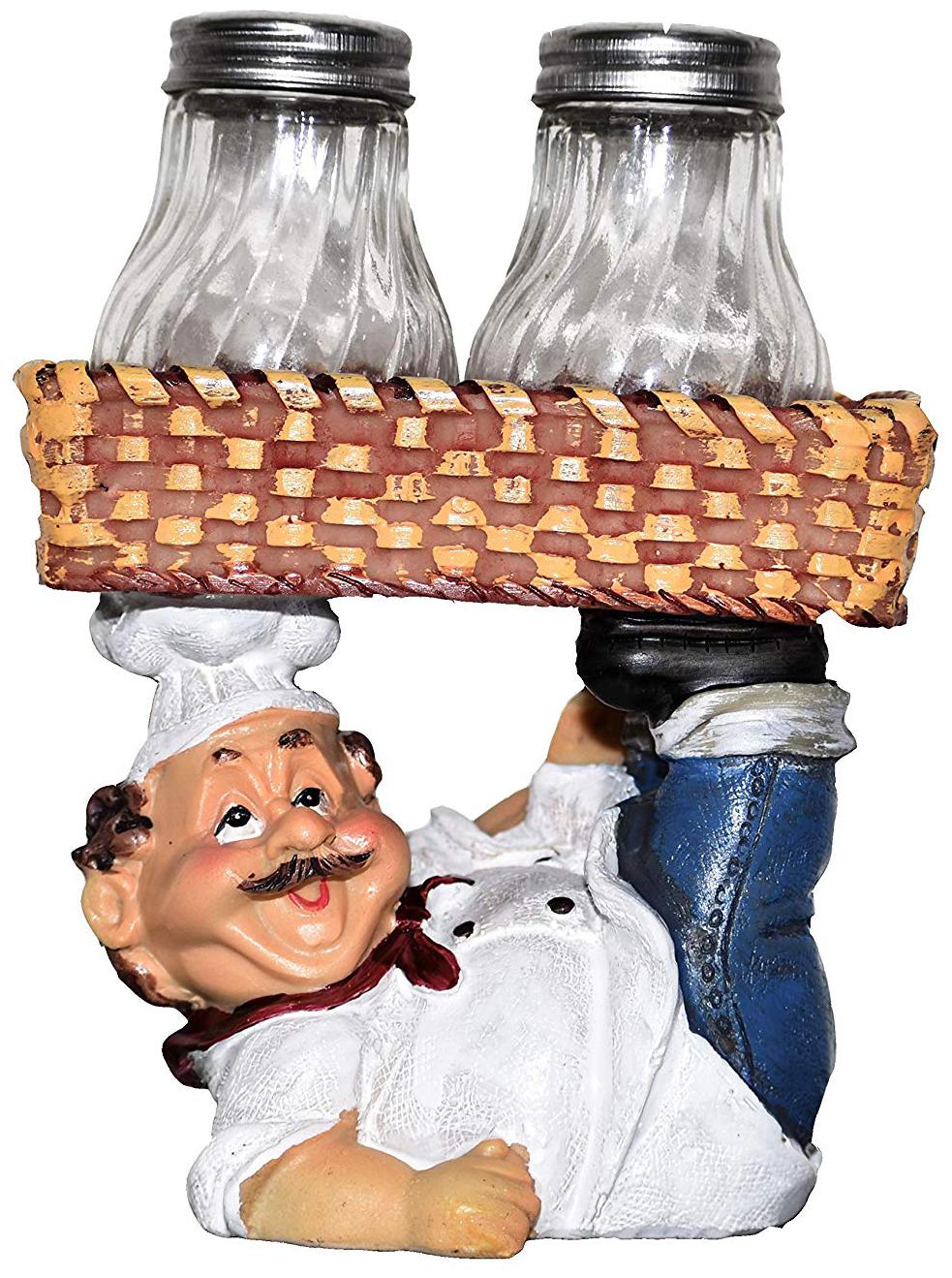

Tailos Fat Italian Chef Figurines Resin Chef Kitchen Decor Cook Statue with Seasoning Bottle