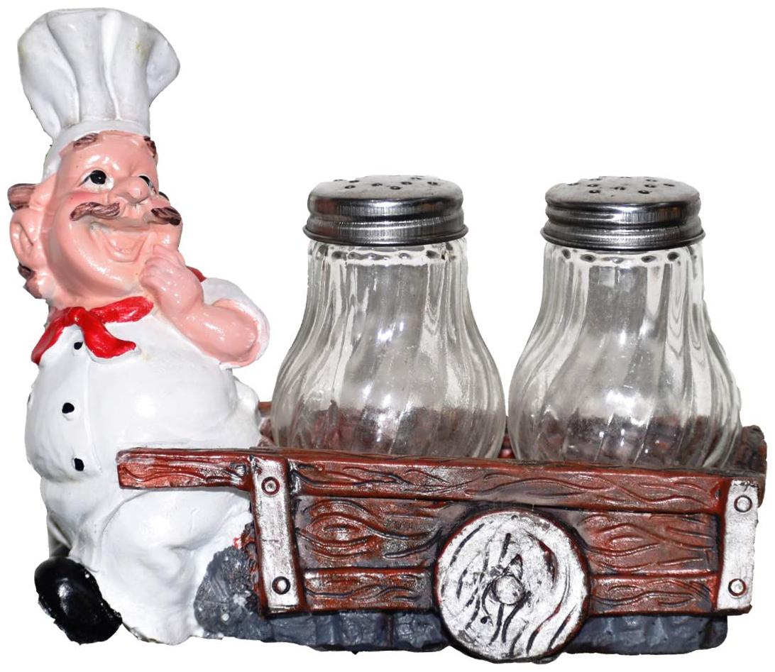 

Tailos Fat Italian Chef Figurines Resin Chef Kitchen Decor Cook Statue with Seasoning Bottle