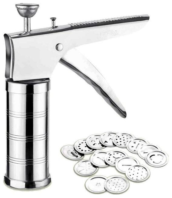 

Takdir enterprise Stainless Steel Kitchen Press with 15 Different jalis (Steel - Silver)