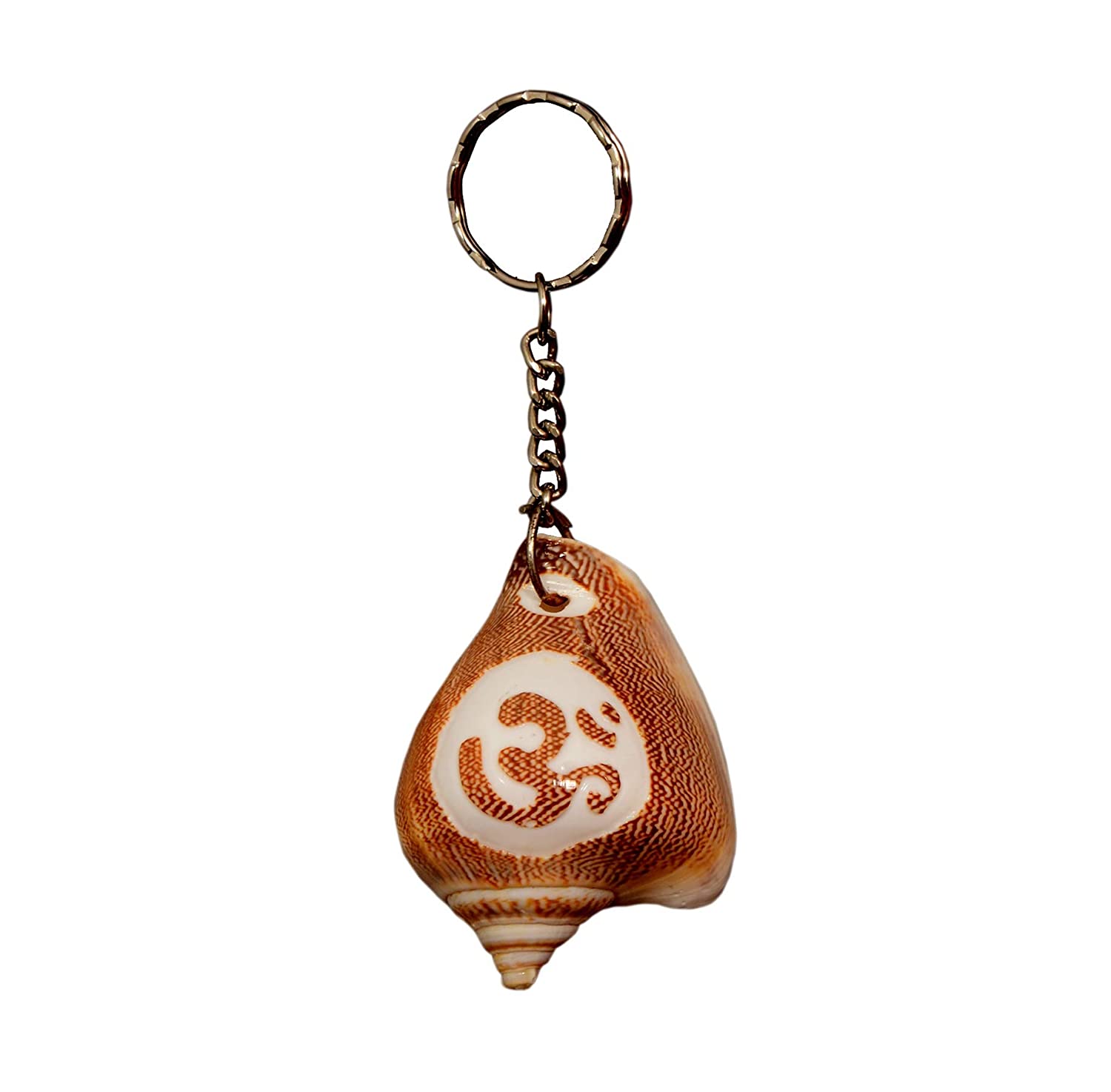 

Takshila Gems Conch Key Om Engraved Religious Key Ring