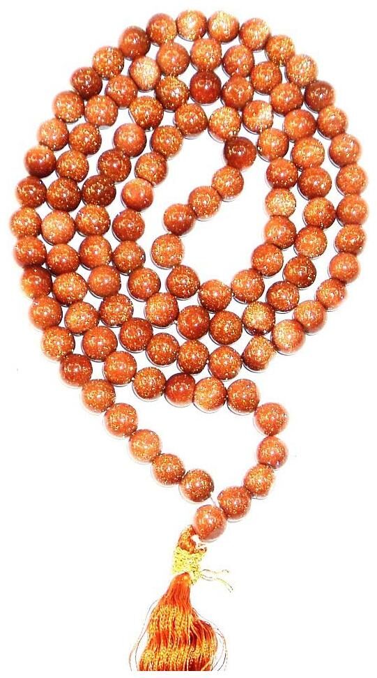 

Takshila Gems Natural Sunstone Mala for Jaap Wear 108 1 (6 mm) Knotted Beads Lab Certified Mala Sang Sitara Stone Mala