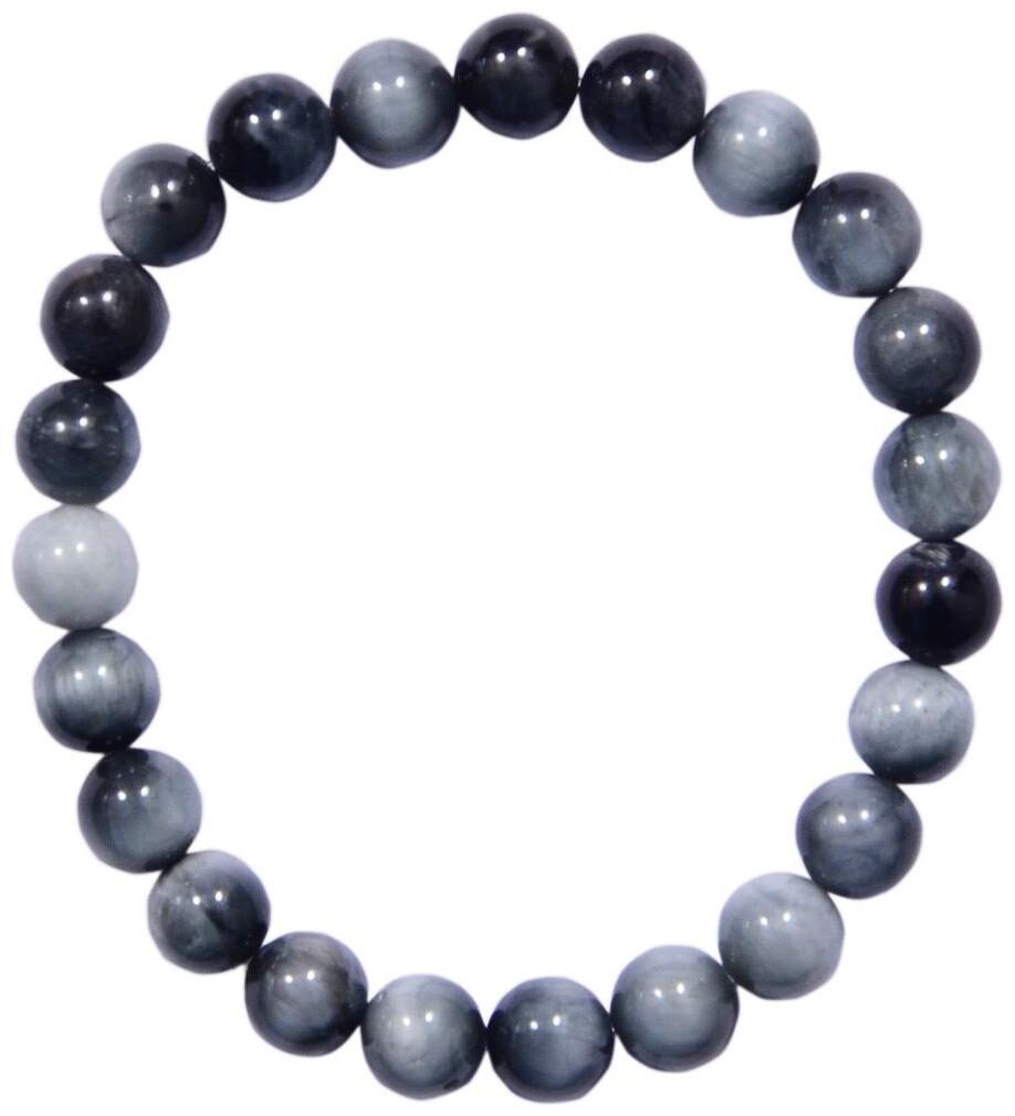 

Takshila Gems Natural Cats Eye Bracelet Lahsunia Stone Bracelet 8 mm Beads Lab Certified Stretchable Elastic Bracelet