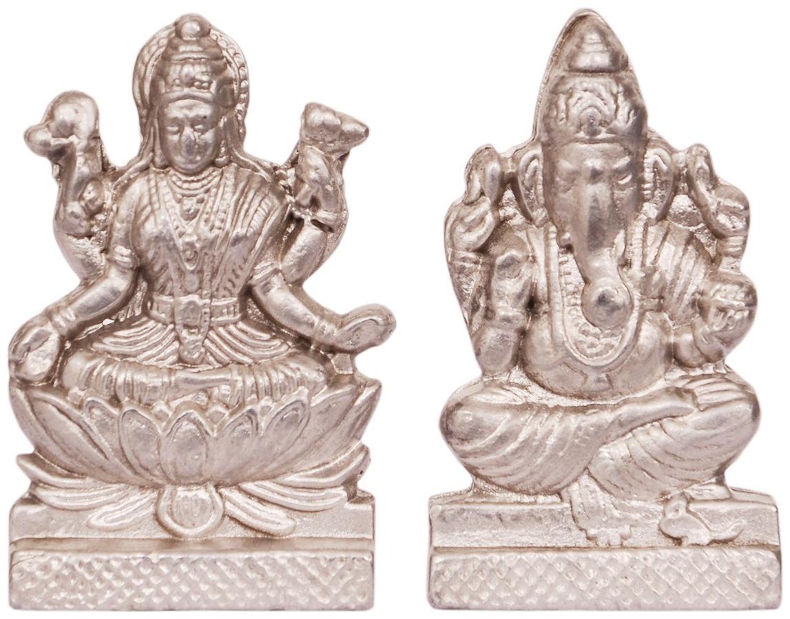 

Takshila Gems Parad Lakshmi Ganesha Idol Mercury Lakshmi Ganesha for Puja (75 Grams) Lakshmi Ganesha Statue