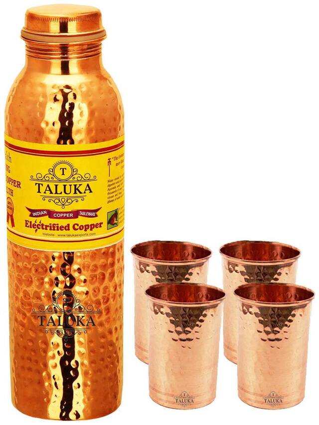TALUKA Copper Water Bottle Set of 1 ( Brown , 1000 ml )