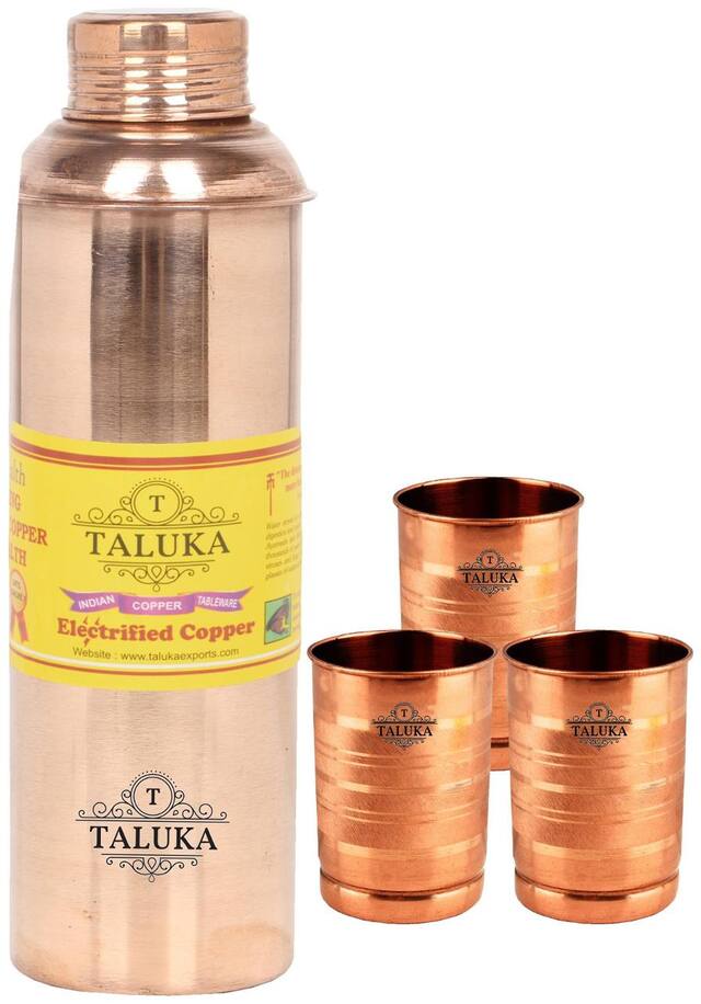 TALUKA Copper Water Bottle Set of 1 ( Brown , 800 ml )