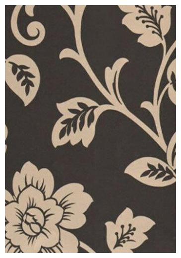 

Tan on Black Floral Wallpaper-Double roll