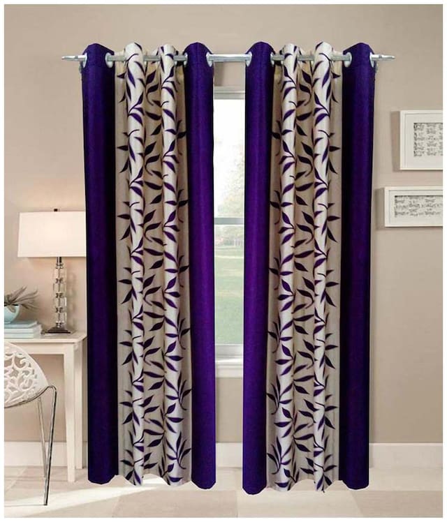 Tanishka High Quality Eyelet Door Curtains - 4x7 ft (Set Of 2)