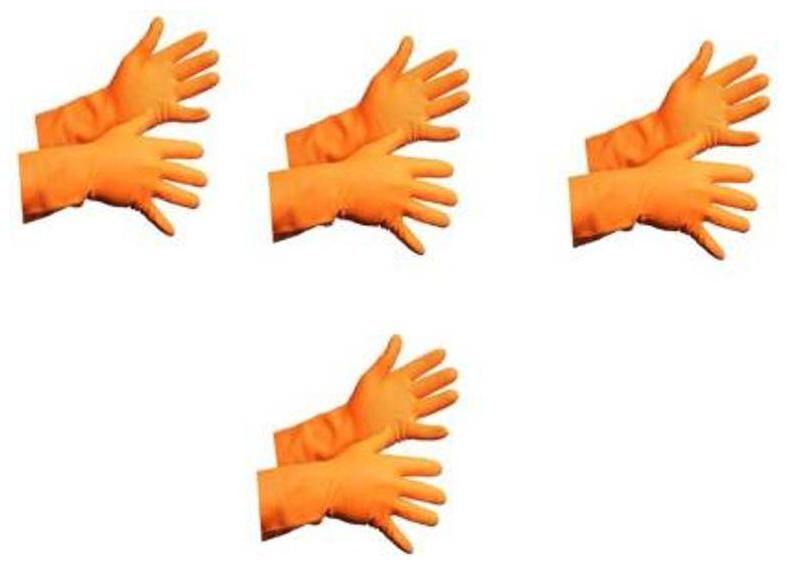 

TASHKURST Hand Care Flocklined Household Gloves Waterproof Cleaning Gloves for Kitchen Dish Washing Laundry Orange 4 pairs Wet and Dry Disposable Glove Set (Large Pack of 4)