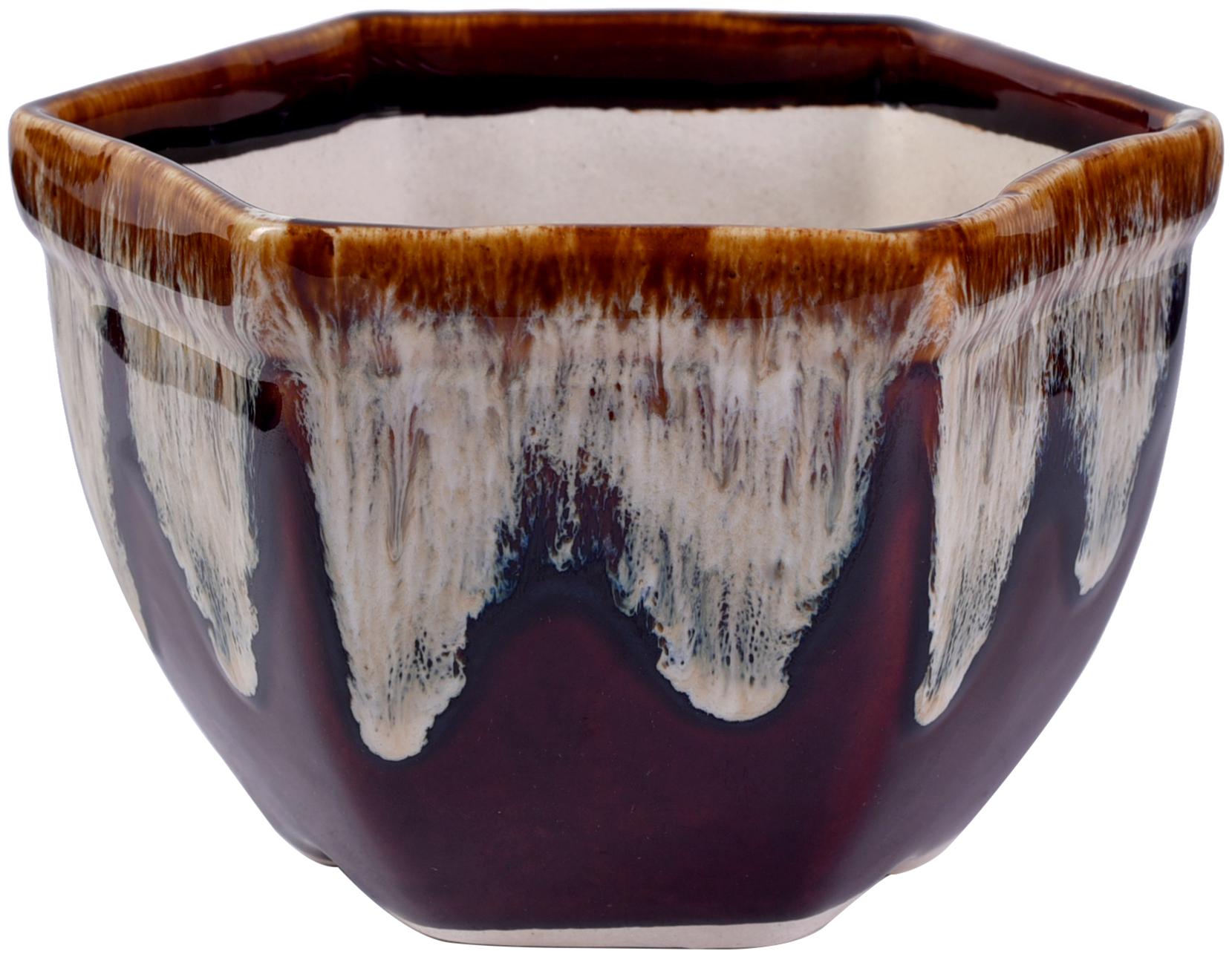 

Tashveen Articles Ceramic Planter (Glazed Brown Hexagonal Bowl ) Indoor planter Outdoor Planter Pot