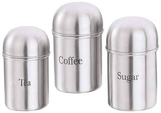 Buy Tea Coffee And Sugar Jar Set Canisters 700 Ml Steel Food