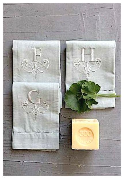 

Tea Towel w Embroider Monogram Initials F and L still available - Clearance