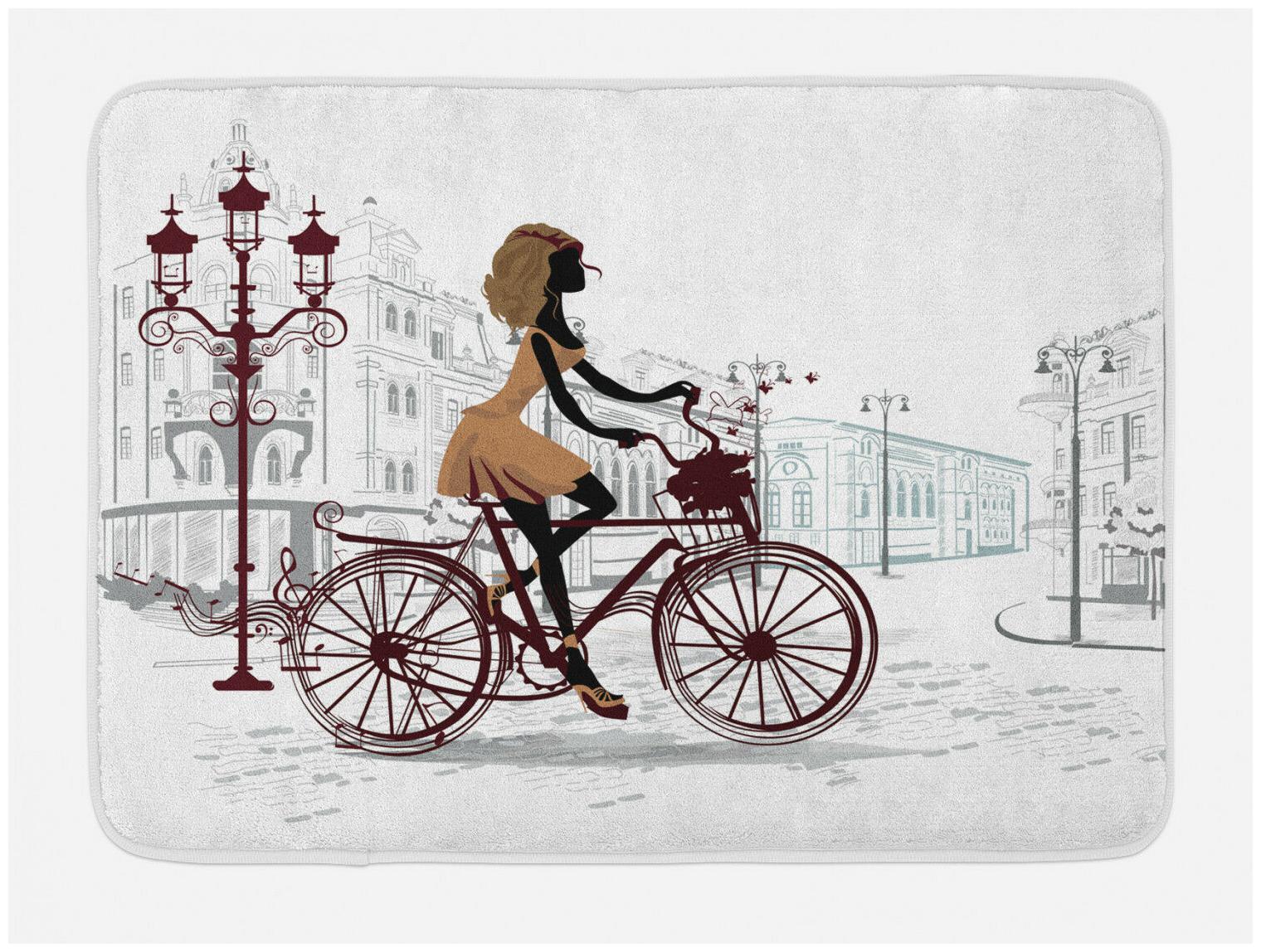 

Teen Room Bath Mat Young Girl in Paris Non-Slip Plush Mat 29 5 X 17 5 Inches