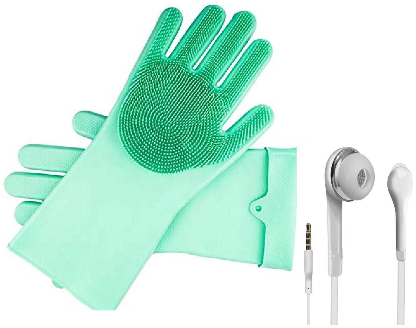

Telgo Magic Silicone Dish Washing Gloves Silicon Cleaning Gloves Silicon Hand Gloves For Kitchen Dishwashing And Pet GroomingEarphones