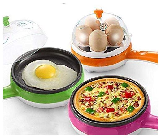 

TELGO Multifunctional 2 in 1 Electric Egg Boiling Steamer Egg Frying Pan Egg Boiler Electric Automatic Off with Egg Boiler Machine Non-Stick Electric Egg Frying Pan
