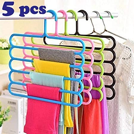 

Teneza 5 Layer Pants Clothes Hanging Organiser Wardrobe Storage Organizer Rack (Set of 5)