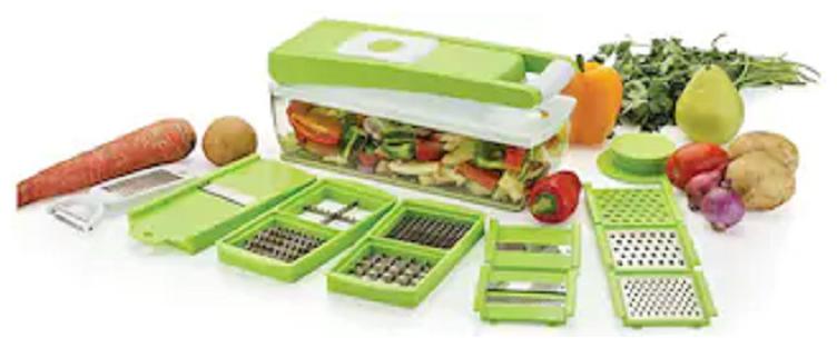 

Teneza Premium High Quality Easy To Use 15 in 1 Fruit Vegetable Cutter - Chopper Dicer Grater Slicer - All In One(Green)